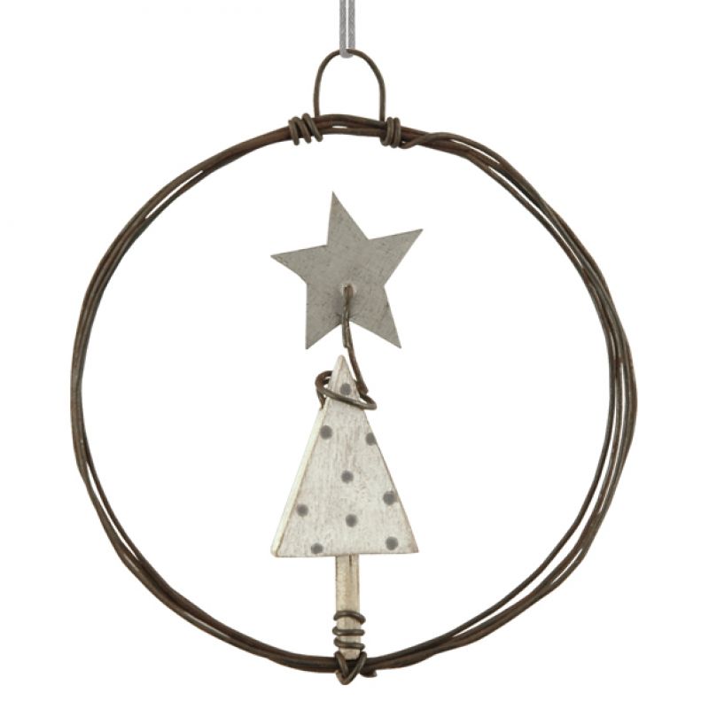 Sml hanging metal wreath-Christmas tree