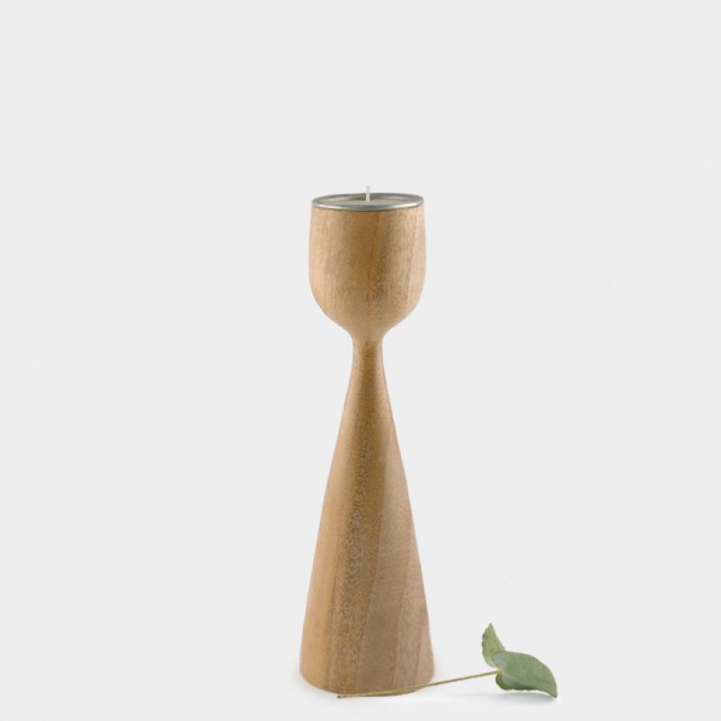 Wooden tea light holder natural - Small (20cm)