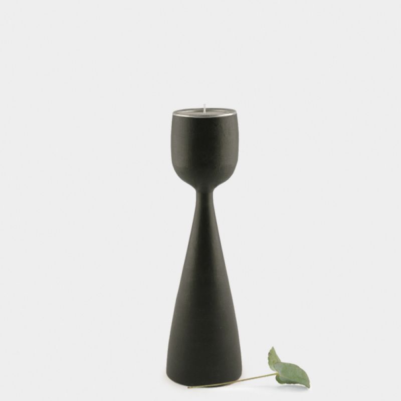 Wooden tea light holder black - Small (20cm)