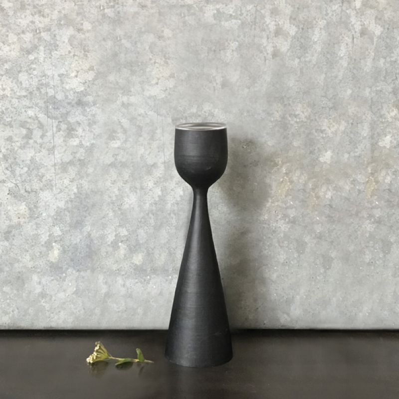 Wooden tea light holder black - Small (20cm)