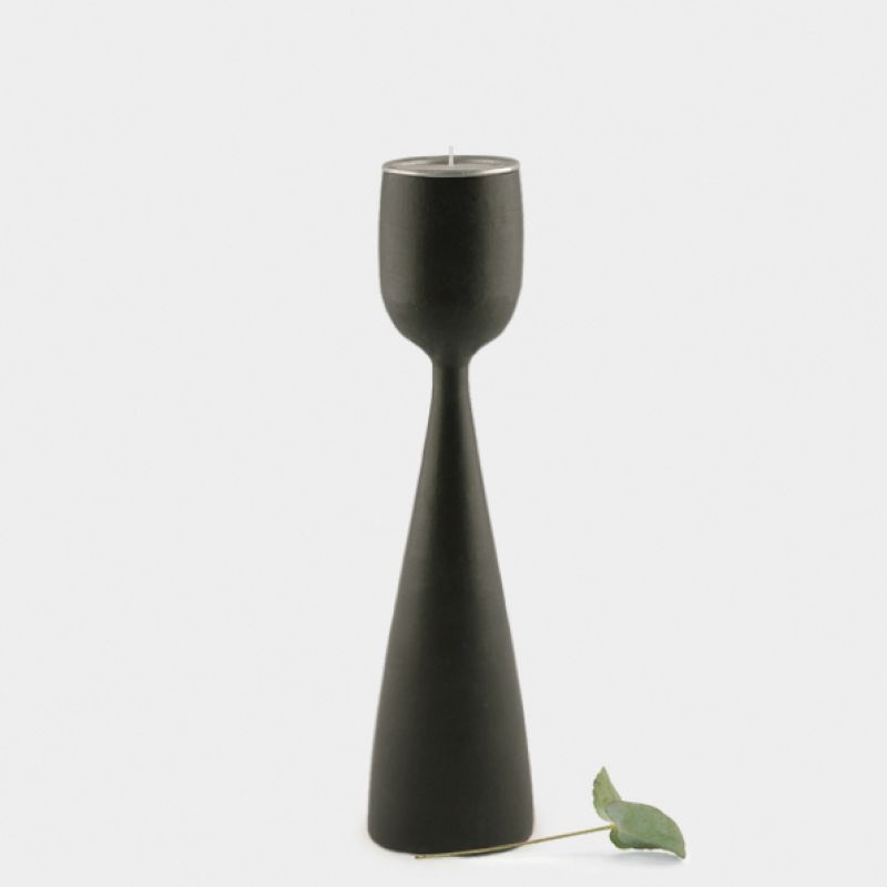Wooden tea light holder  black  – Medium (25cm)