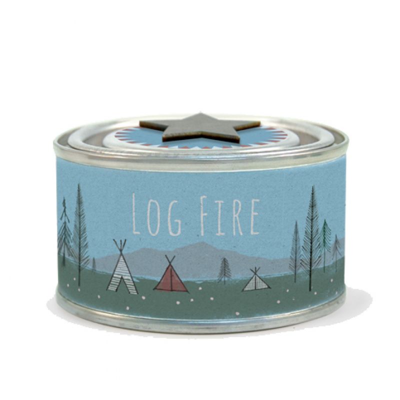 Tin candle - Log fire