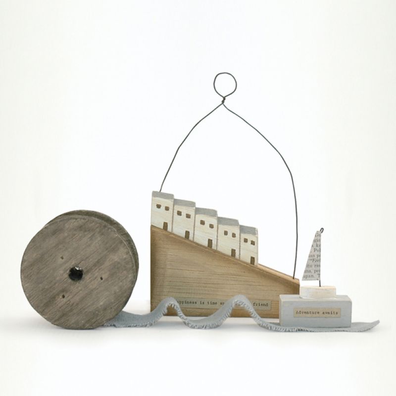 Sml wooden scene-Boat/Adventure