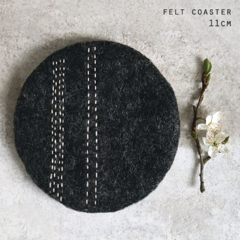 Felt sashiko coaster-Charcoal