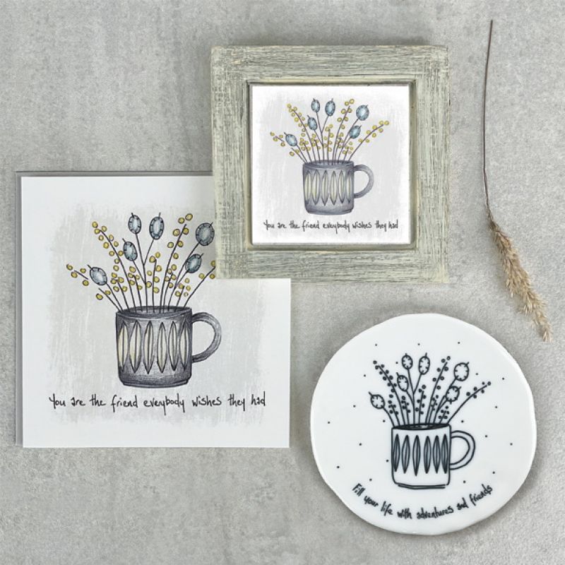 Flowers in mug coaster-Fill your life with adventures