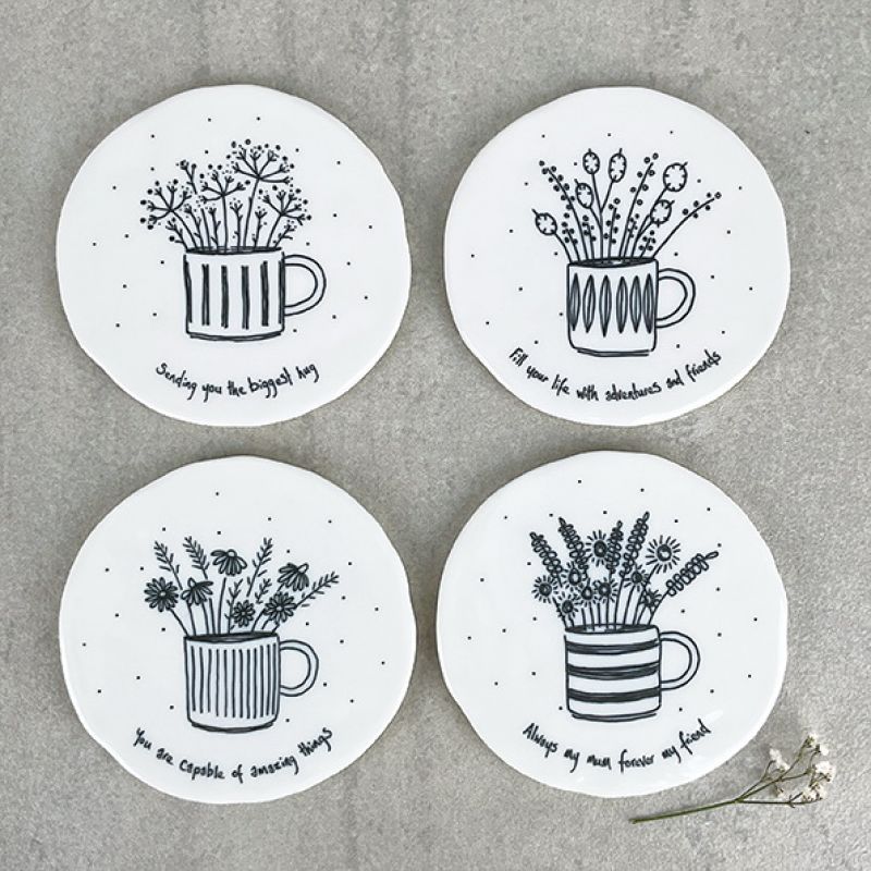 Flowers in mug coaster-Fill your life with adventures