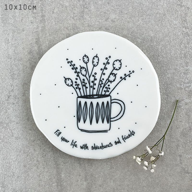 Flowers in mug coaster-Fill your life with adventures