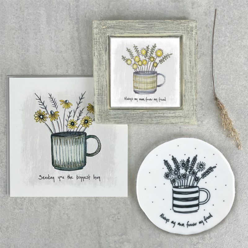 Flowers in mug coaster-Always my mum