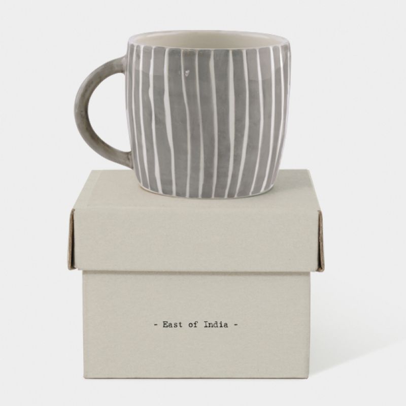 Boxed rustic mug-Painted wash stripe