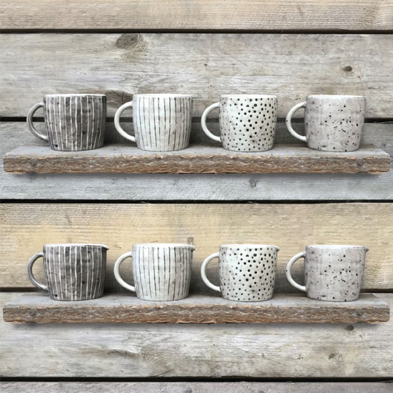 Boxed rustic mug-Painted wash stripe