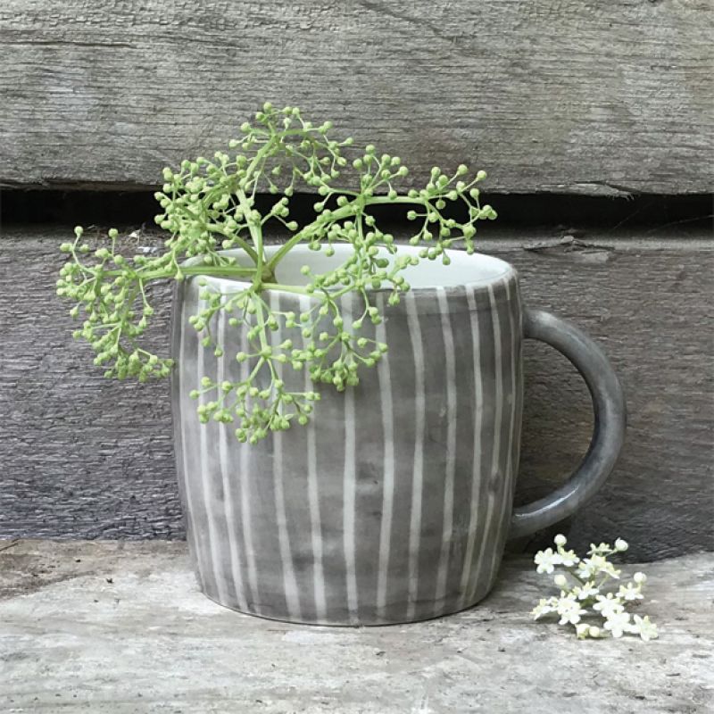 Boxed rustic mug-Painted wash stripe