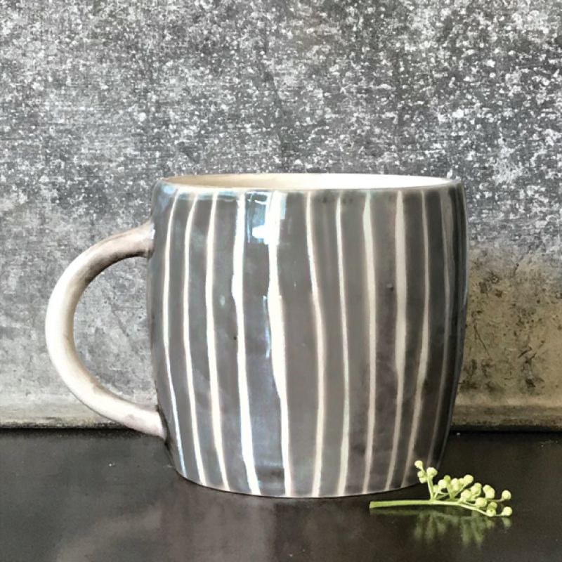 Boxed rustic mug-Painted wash stripe