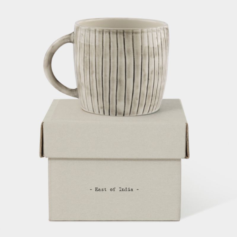 Boxed rustic mug-Scratched lines 