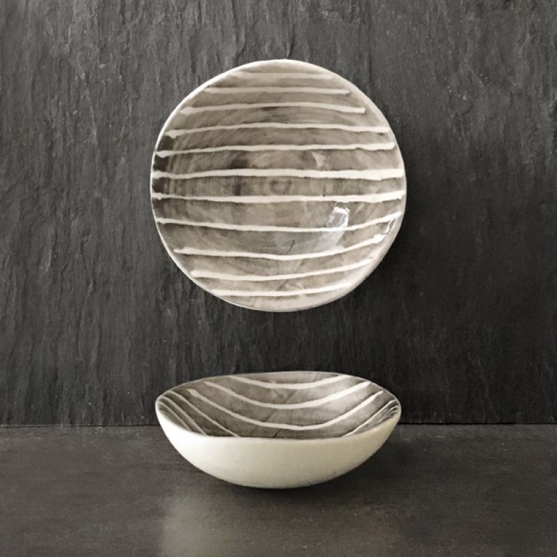 Sml hand painted bowl-Painted stripe