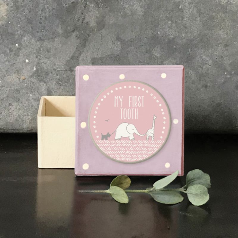 Dotty pink box-My first tooth