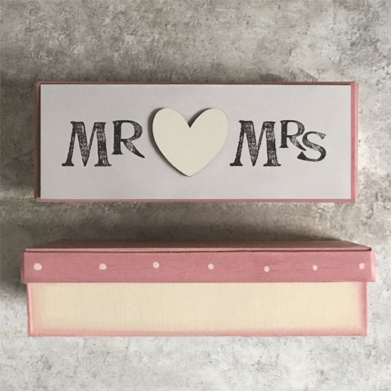 Κουτί γάμου πουά - Ροζ/ Mr & Mrs