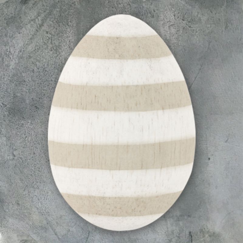Αυγό ξύλινο - Λευκό ριγέ