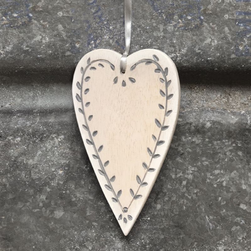 Long leaf heart – Grey (16 x 9cm)