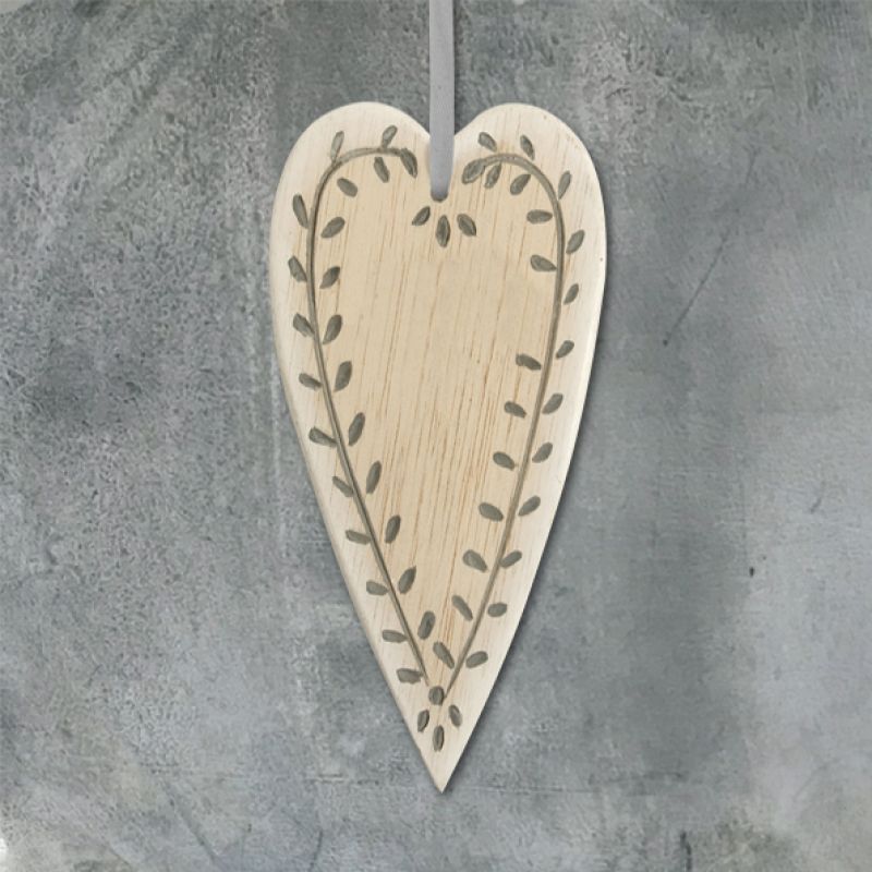 Long leaf heart – Grey (16 x 9cm)