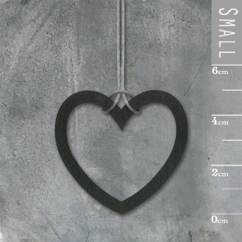 Little hanging outline heart-Black