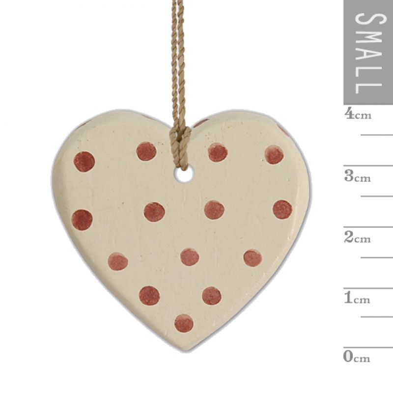 Little round dotty heart - Cream with red spots