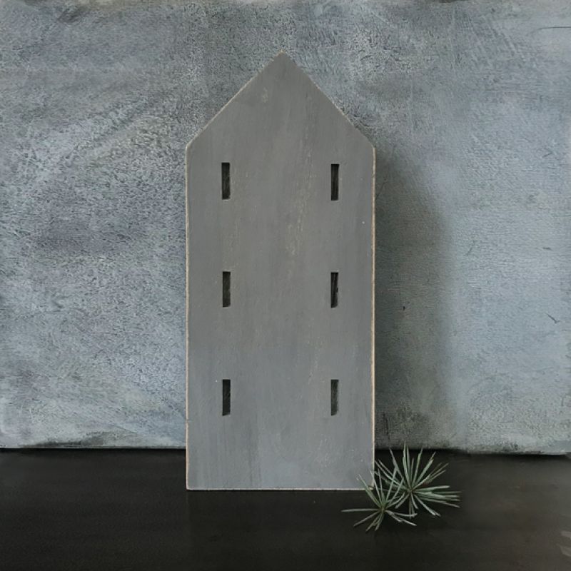 Wood town house-Tall grey