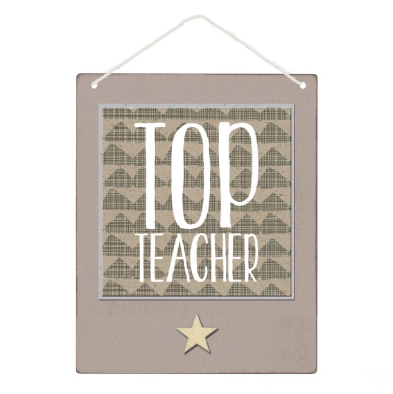 Small wood square  sign – Top teacher
