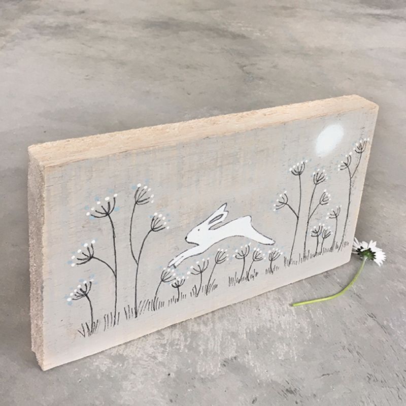 Wood painting-Leaping hare Size: 12x2x22,5 cm