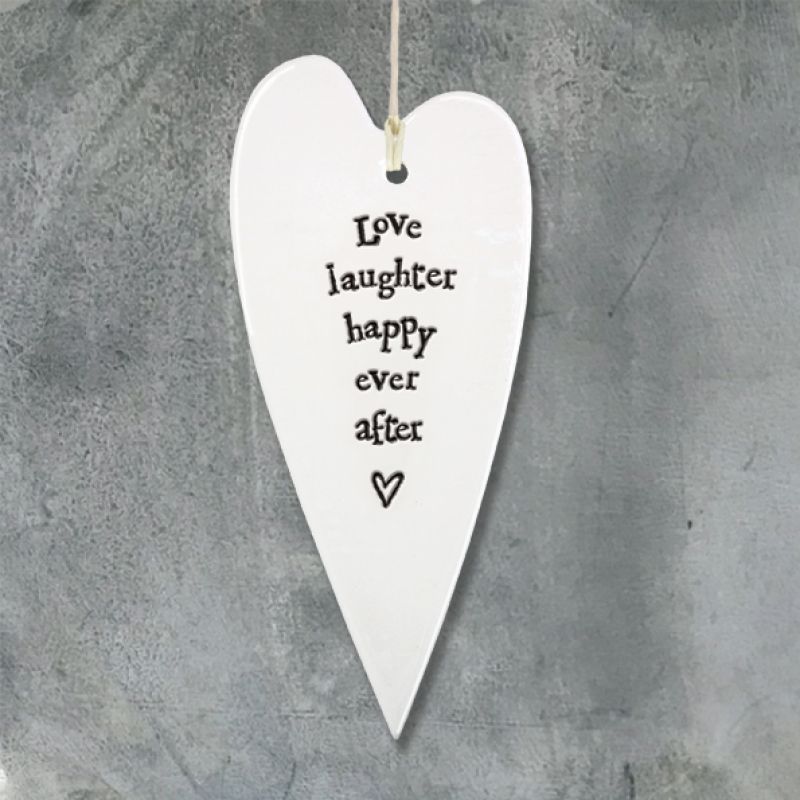 Porcelain long heart - Love, laughter