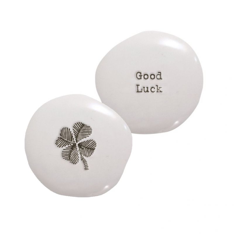 Porcelain pebble - Good luck / Shamrock