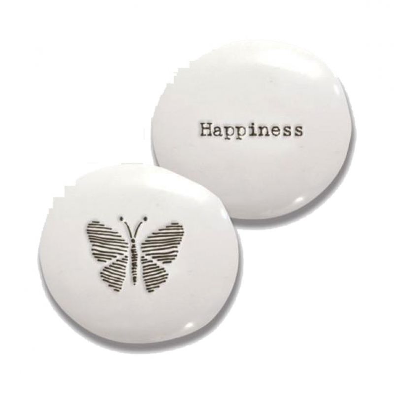 Porcelain pebble - Happiness / Butterfly