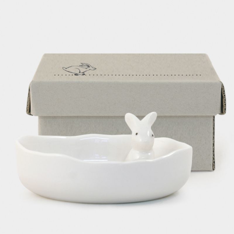 Boxed jewellery dish with rabbit