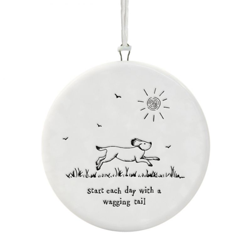 Πορσελάνη κρεμαστό σκύλος-Start each day 6,5x6,5εκ.