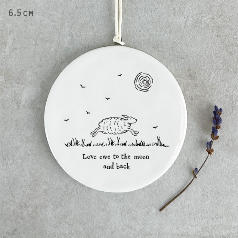 Πορσελάνη κρεμαστό πρόβατο-Love ewe to the moon 6,5x6,5εκ.