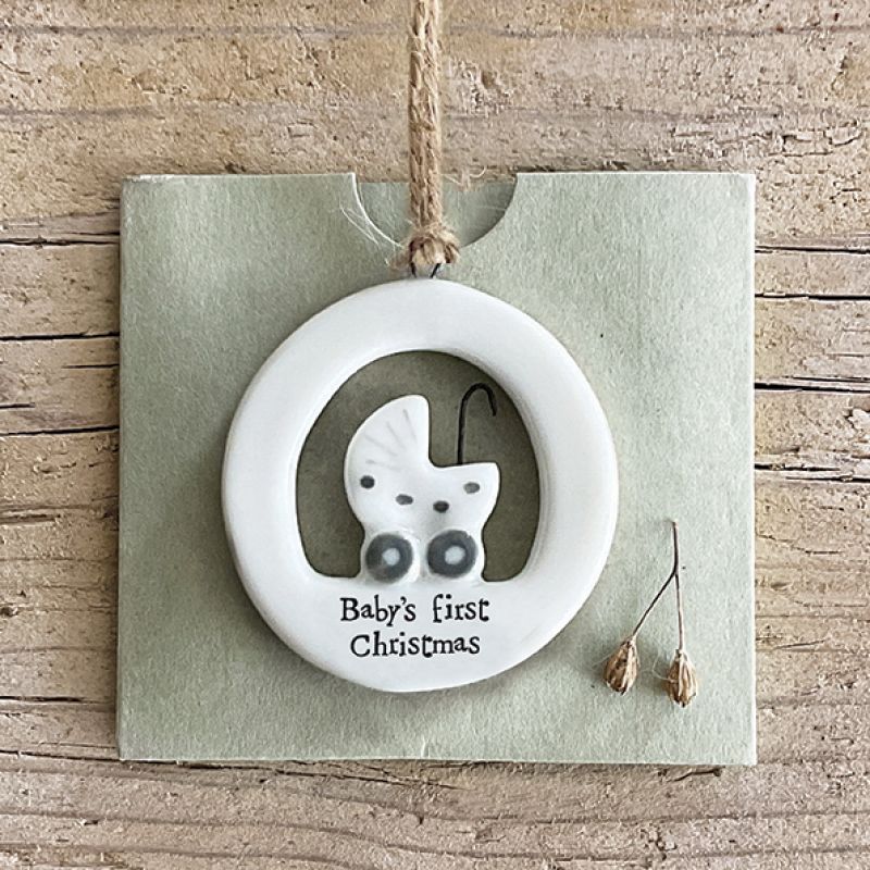 Πορσελάνινος κύκλος 3,5εκ.-Baby's first Christmas