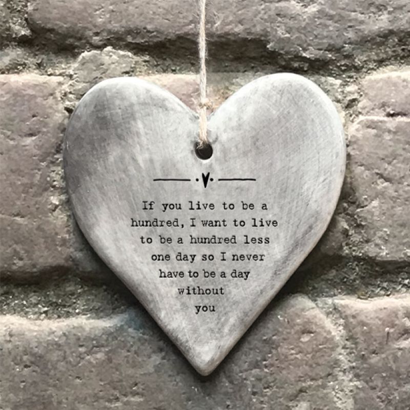 Rustic hanging heart-Live to be one hundred