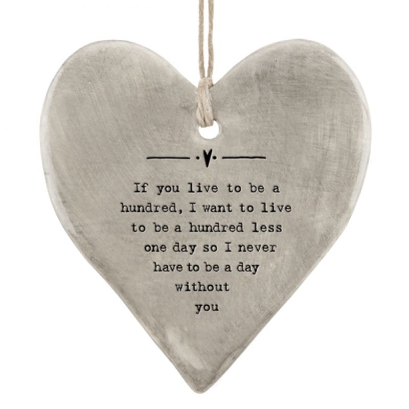 Rustic hanging heart-Live to be one hundred