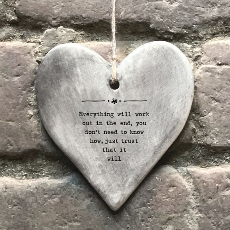 Rustic hanging heart-Everything will work out