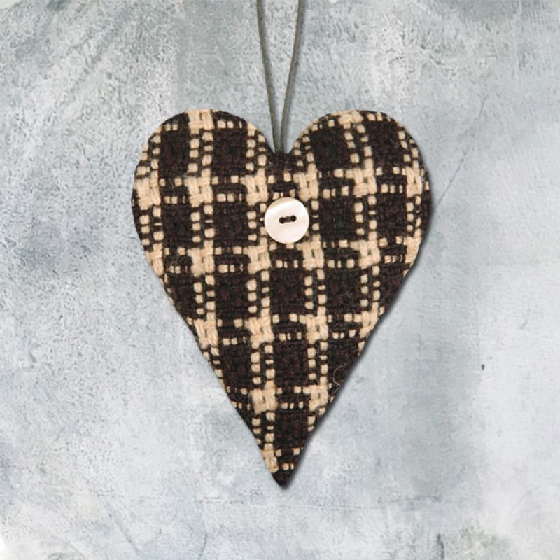 Καρδιά υφασμάτινη - μαύρο/κρεμ τουΐντ