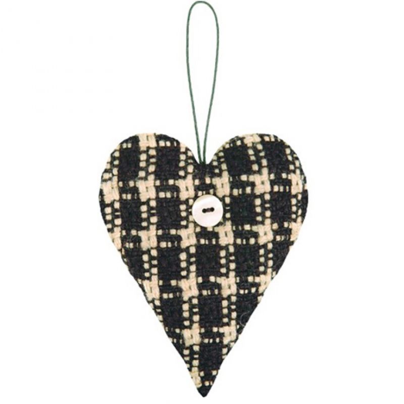 Καρδιά υφασμάτινη - μαύρο/κρεμ τουΐντ