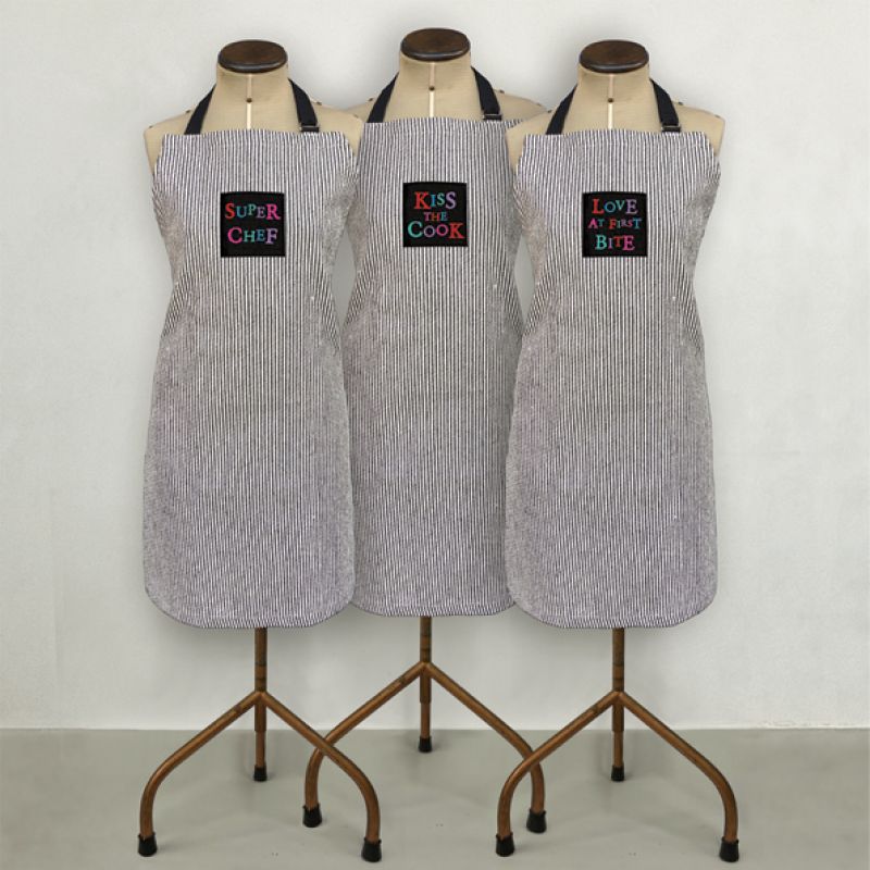 Thin stripe apron-Love at first bite