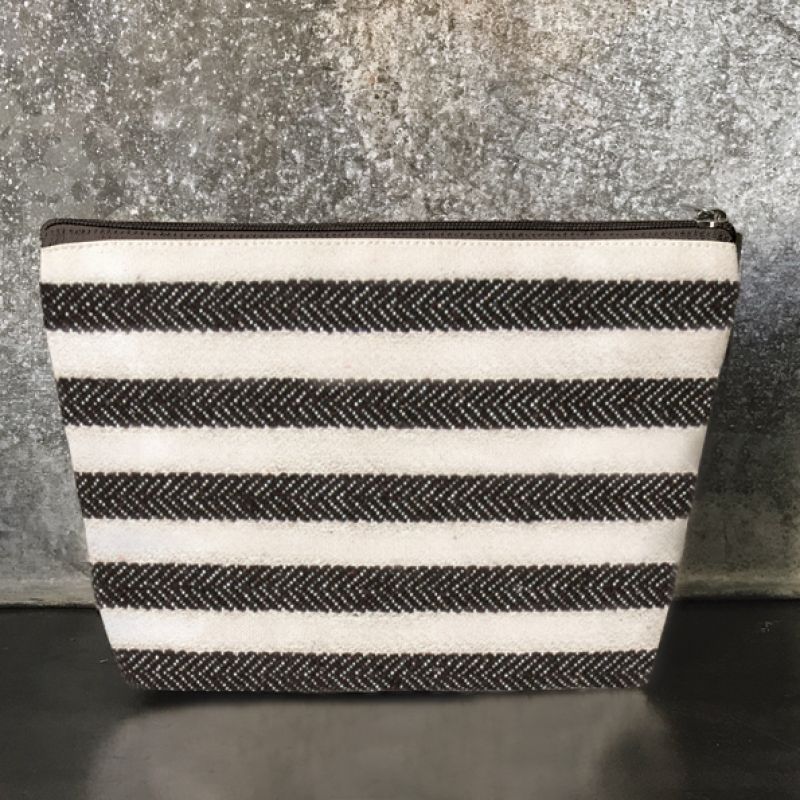 Cosmetic bag-Wide black stripes