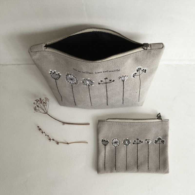 Linen cosmetic bag-Hedgerow