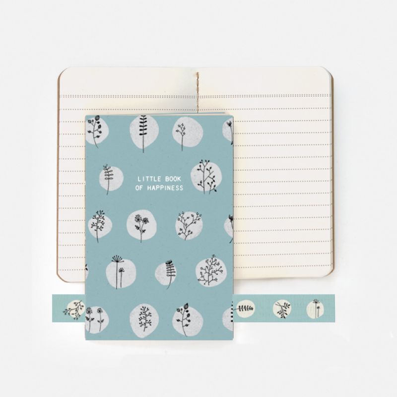 Small stitched hedgerow note book  – Little book of happiness (9 x 14cm)