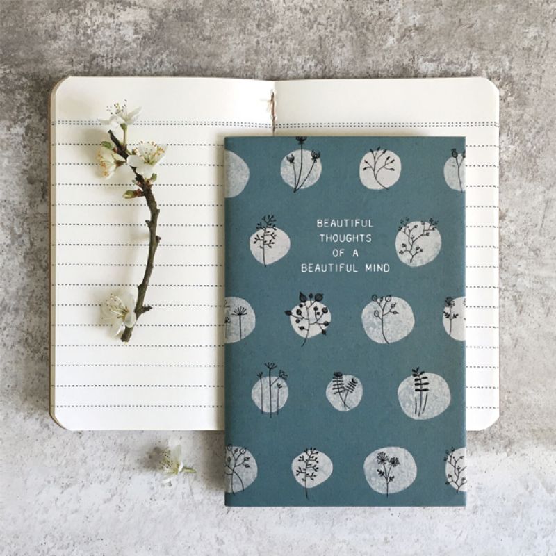 Small stitched hedgerow note book  – Beautiful thoughts of a beautiful mind (9 x 14cm)