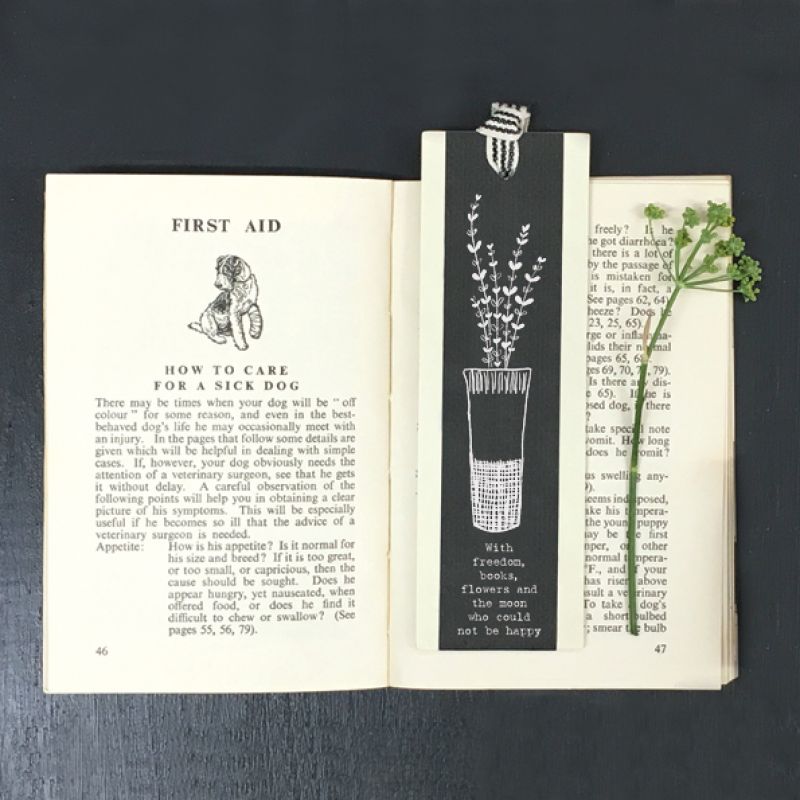 Bookmark-Freedom, book & flowers