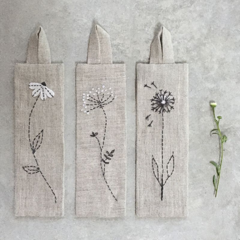 Linen bookmark-Dandelion