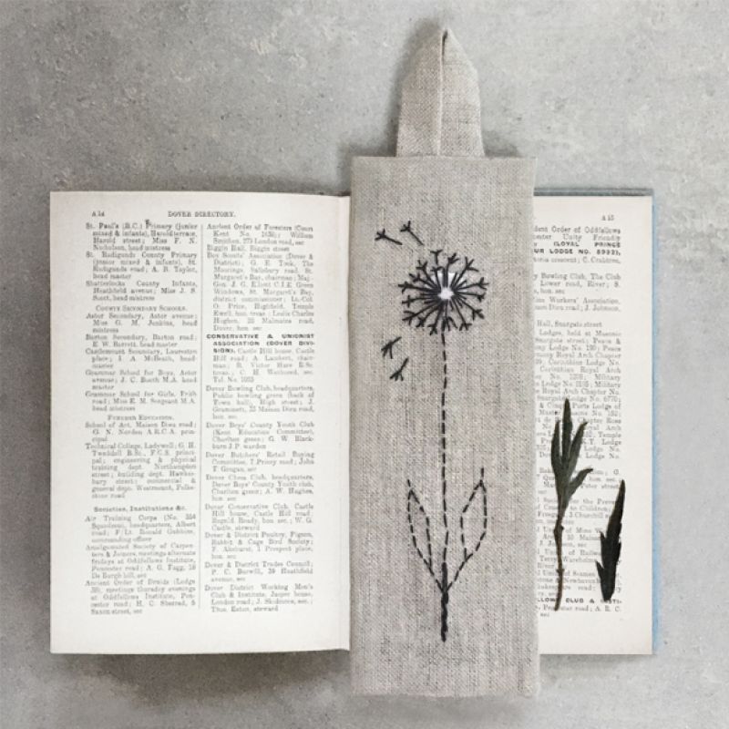 Linen bookmark-Dandelion