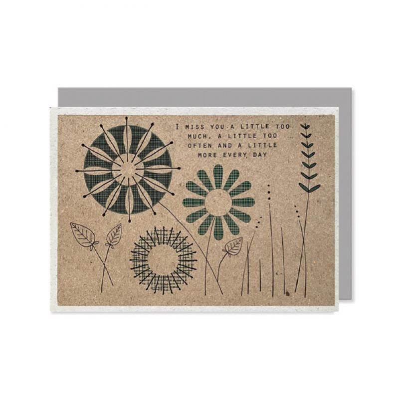 Modern flower card-I miss you a little too much
