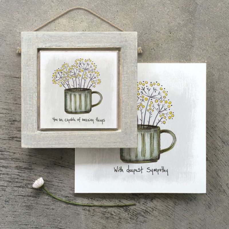 Flowers in mug card-Deepest sympathy Size: 13,5x0,5x13,5 cm